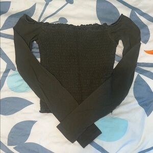 Hollister Dark Green Off-Shoulder Top